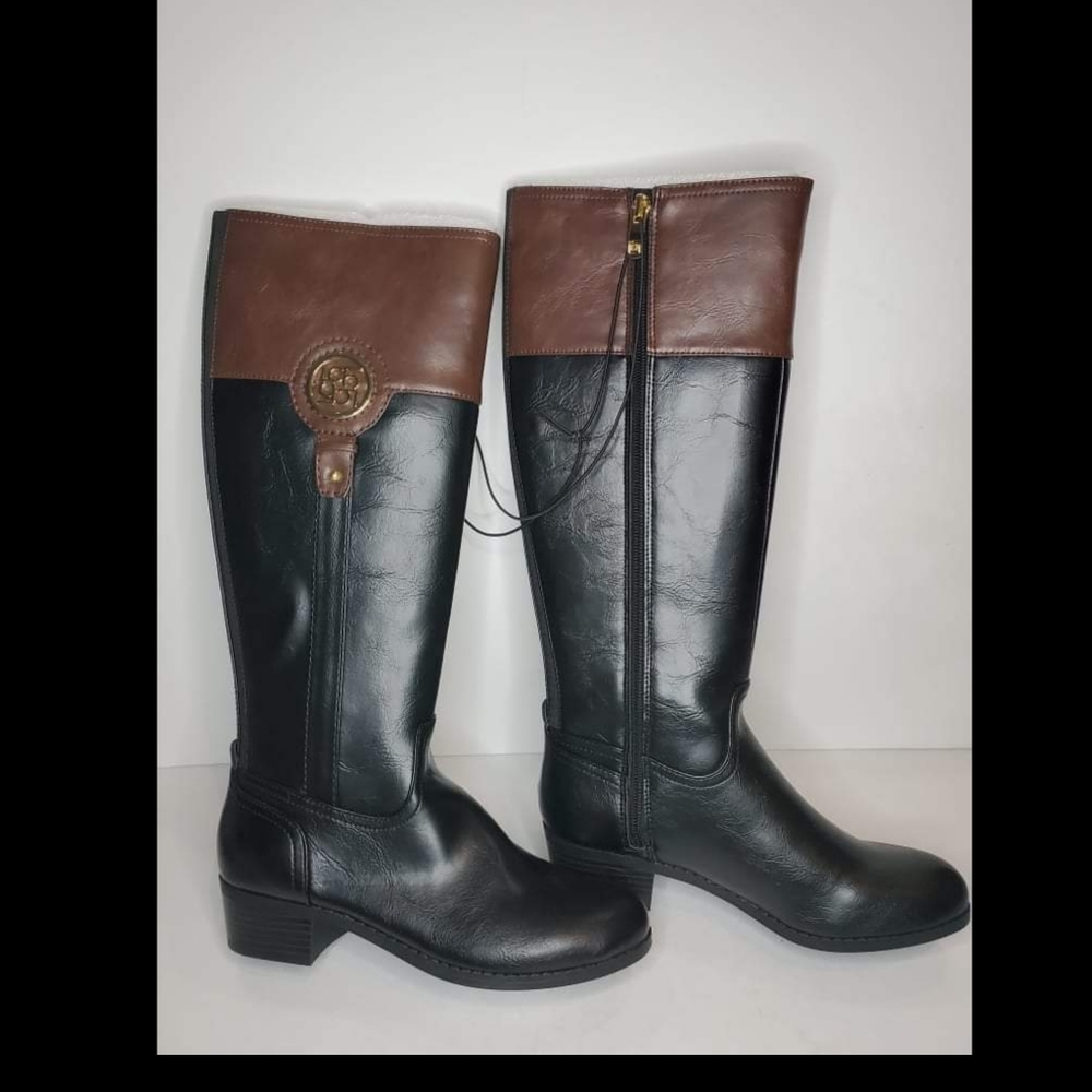 [NEW] Liz Claiborne Womens Tilia Wide Calf Riding Boots Stacked Heel